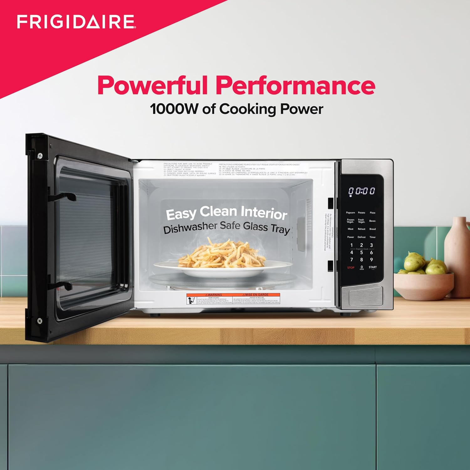 FRIGIDAIRE Stainless Steel Microwave Oven, Multi Function, Programmable, 1.1 Cu Ft 1000-Watt