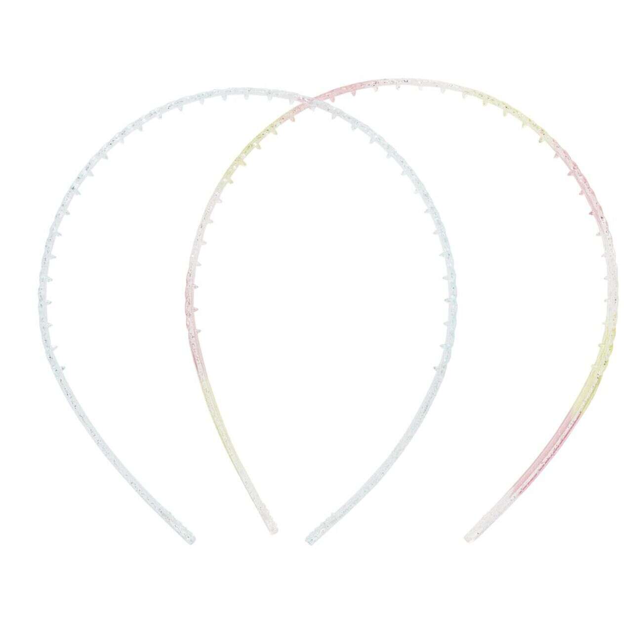 Serre-tête x2 plastique coloré translucide 1 bleu et 1 multicolore
