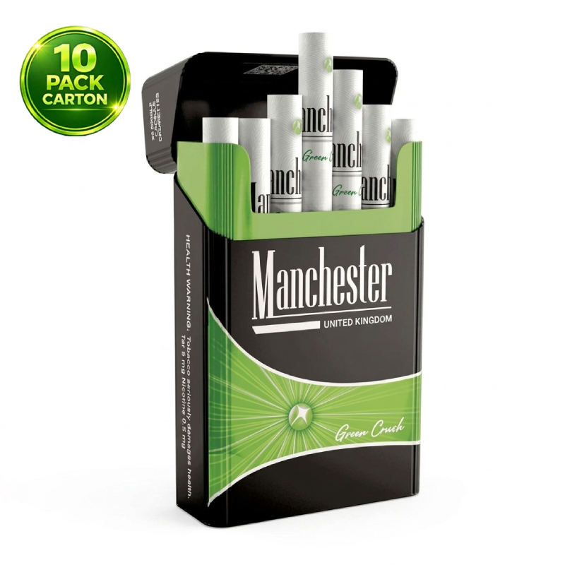 Manchester Green Crush 20s Cigarettes x 10 Packs /1 Carton