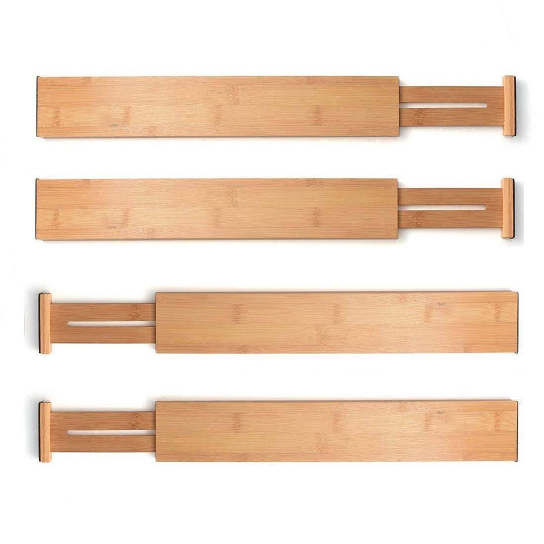 Yooda 4 Pack Bamboo Drawer Divider - Expandable Drawer Organizers (12.8 inch-17 inch) Spring Adjustable Kitchen Drawer Separators - Best for Kitchen,