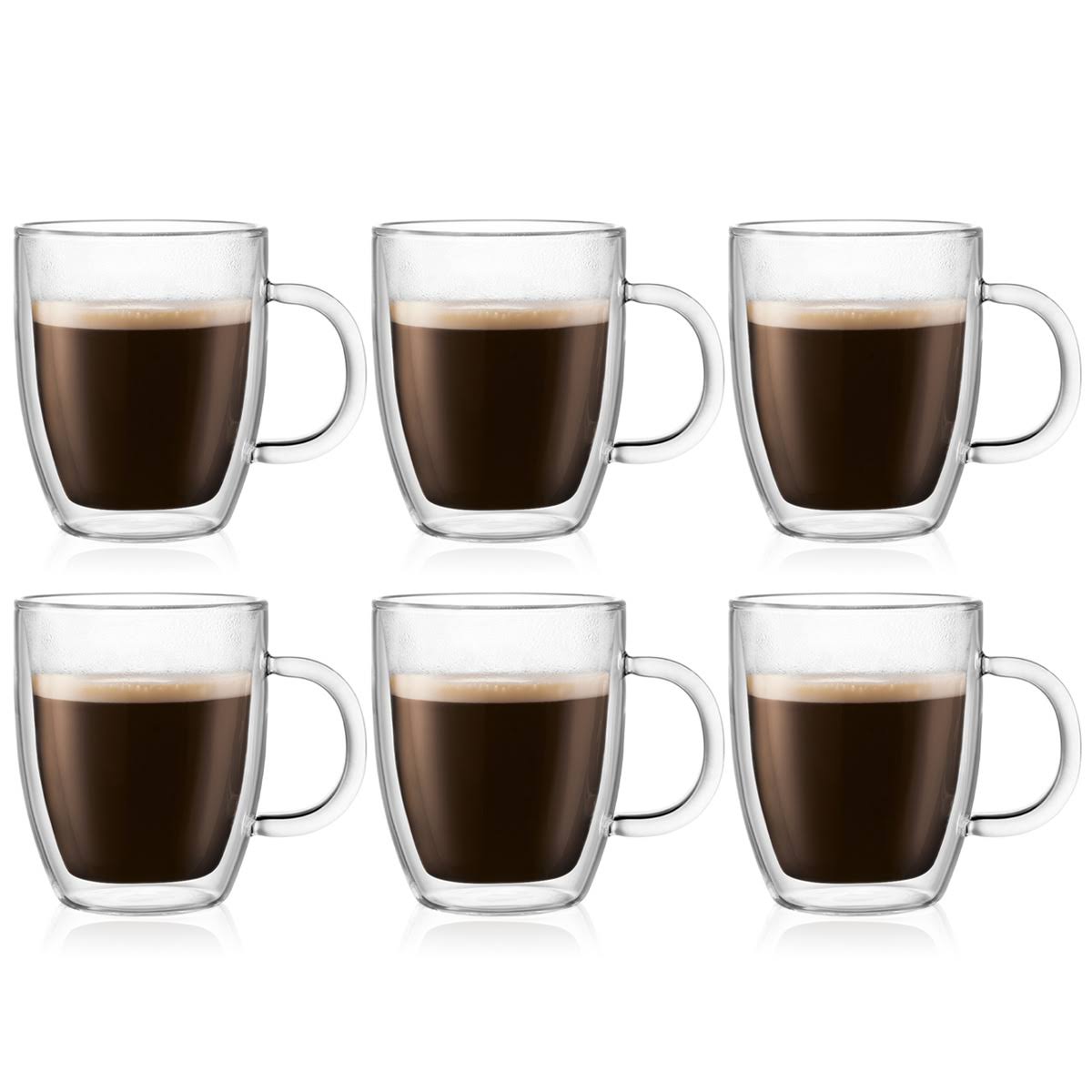 Bodum Bistro 6 Pcs Mug, Double Wall, 0.3 L, 10 oz Transparent