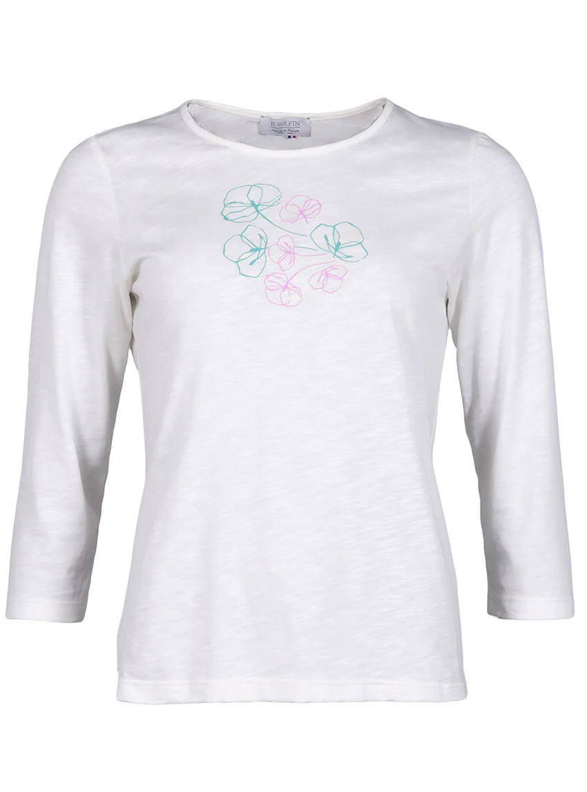Tee-shirt femme en coton blanc crème