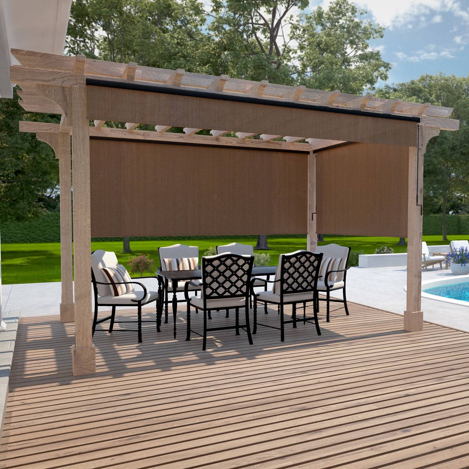 Coolaroo 72-in x 96-in Mocha Light Filtering Cordless Outdoor Roller Shade in Brown | 450533