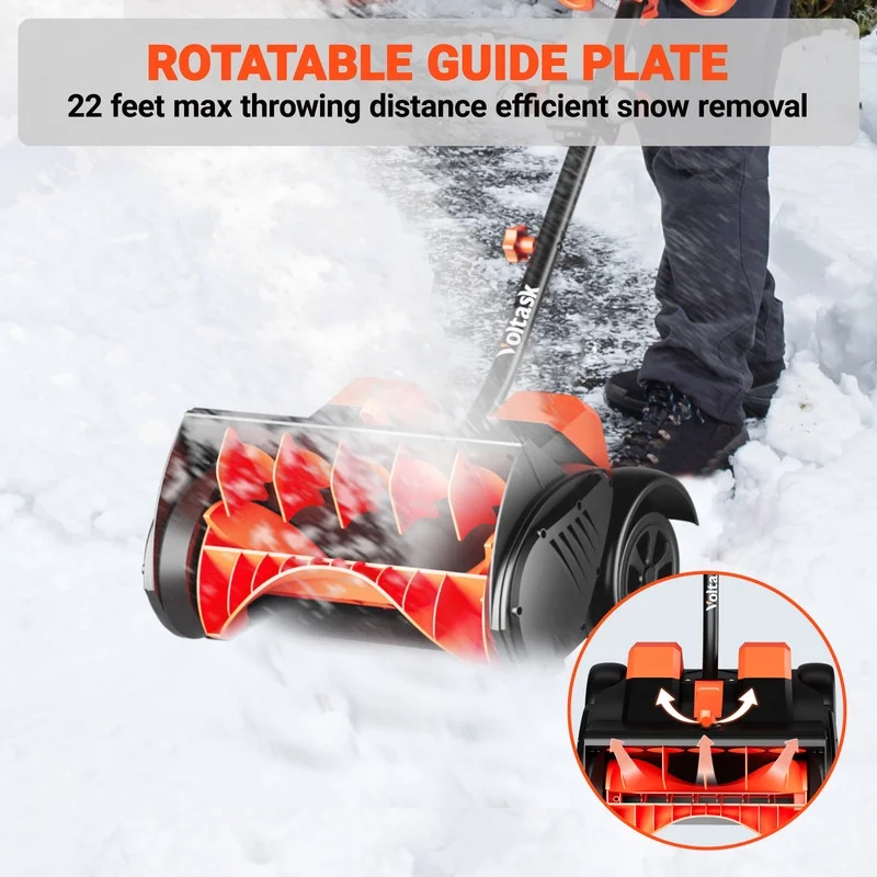 48V 16-inch Cordless Snow Shovel with Wheels,Electric Snow Blower with LED Lights, 2 Batteries Dual Quick Charger Included for Driveway - Image 4