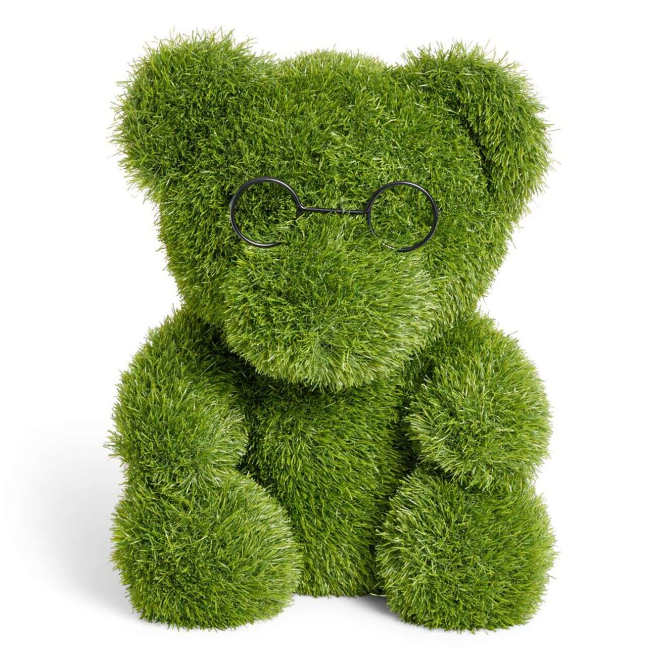 Décoration de jardin à poser gazon vert ourson lunette 47x35xH50cm