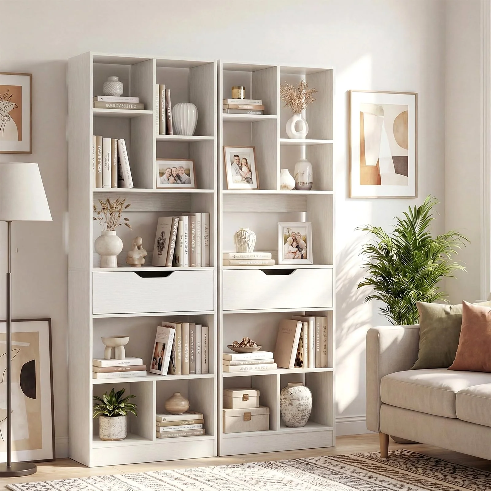 Tangkula 61” Tall Open Bookcase with Drawer(1/2)