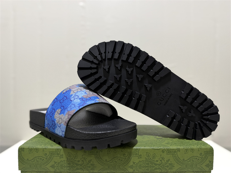 GUCCI Web Striped Strappy Slip-on Sandals