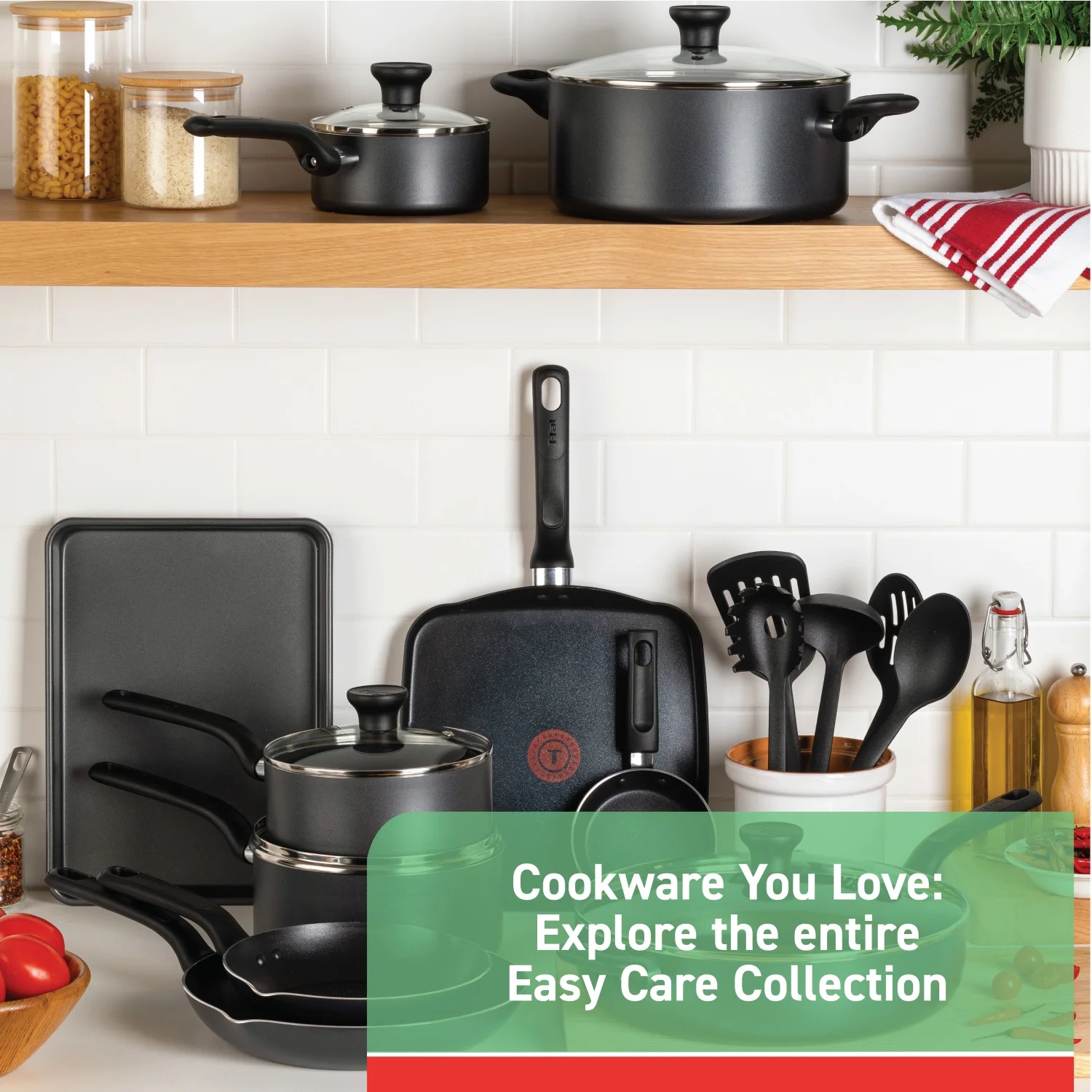 Easy Care, 20 Piece Non-Stick Pots and Pans Cookware Set, Grey(Gray) - Image 5