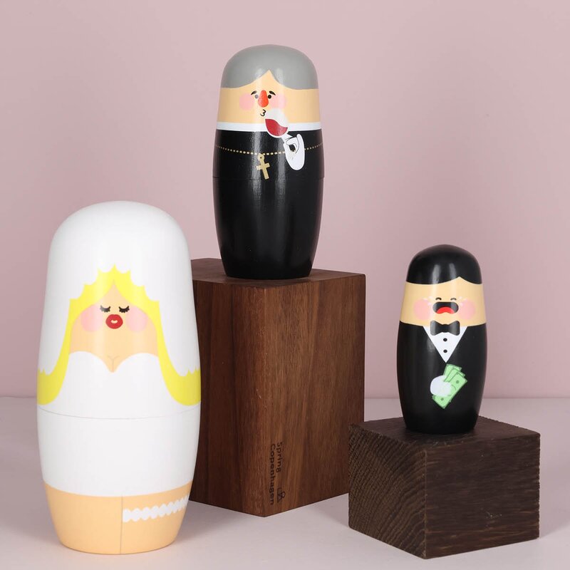Babushka Drama Wedding Expressions trefigur 3 stk kirsebærtre