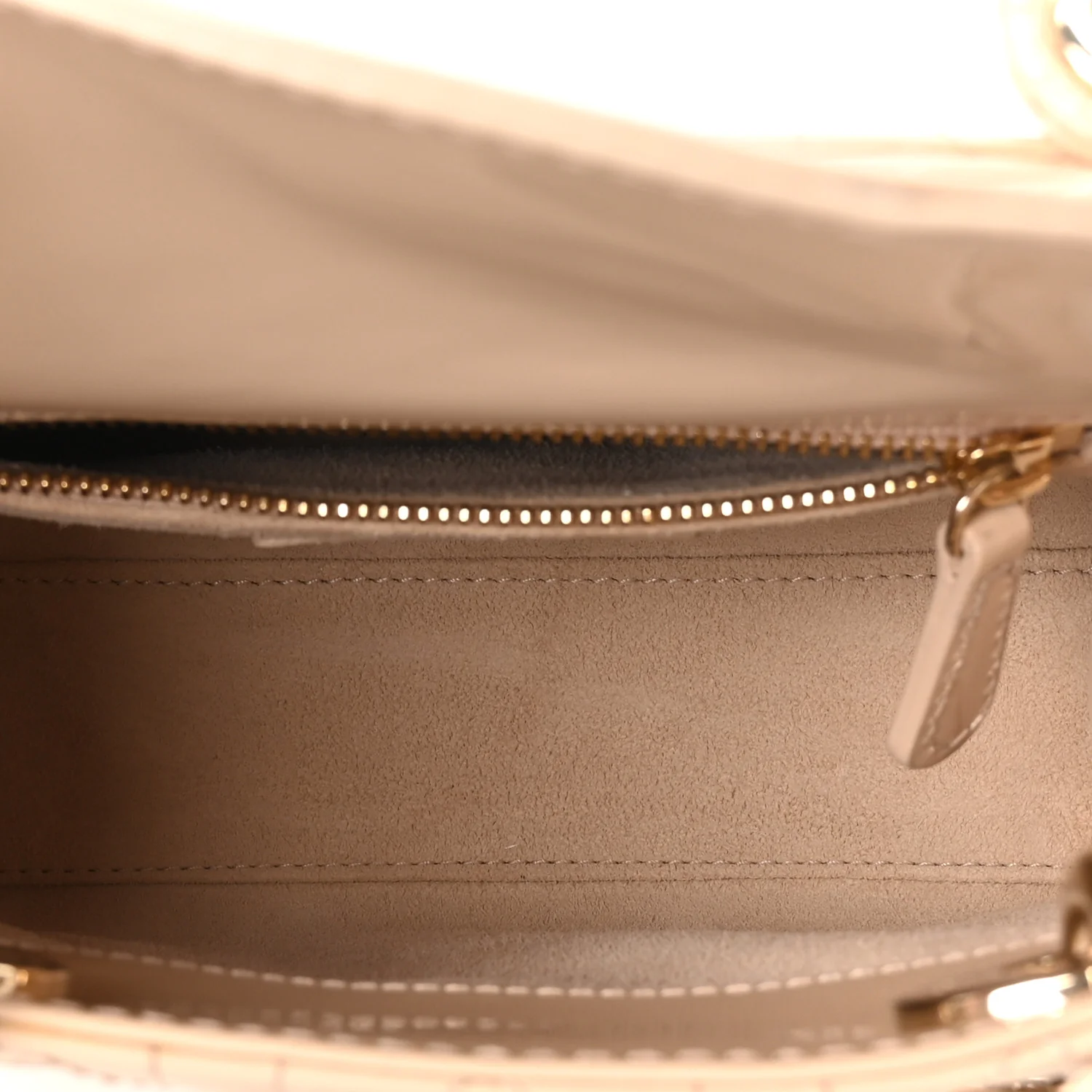 Patent Cannage Mini Lady Dior Beige
