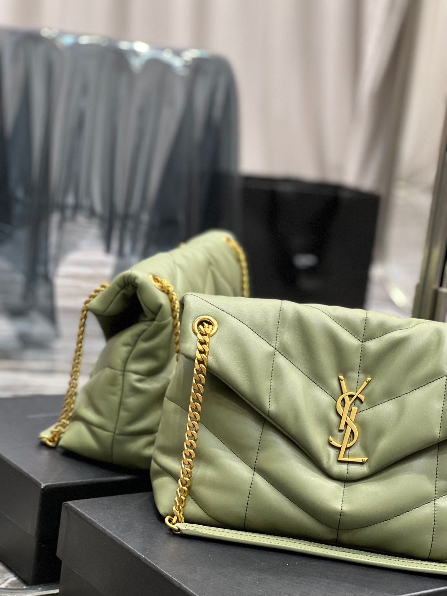 Y PUFFER MEDIUM BAG IN QUILTED LAMBSKIN