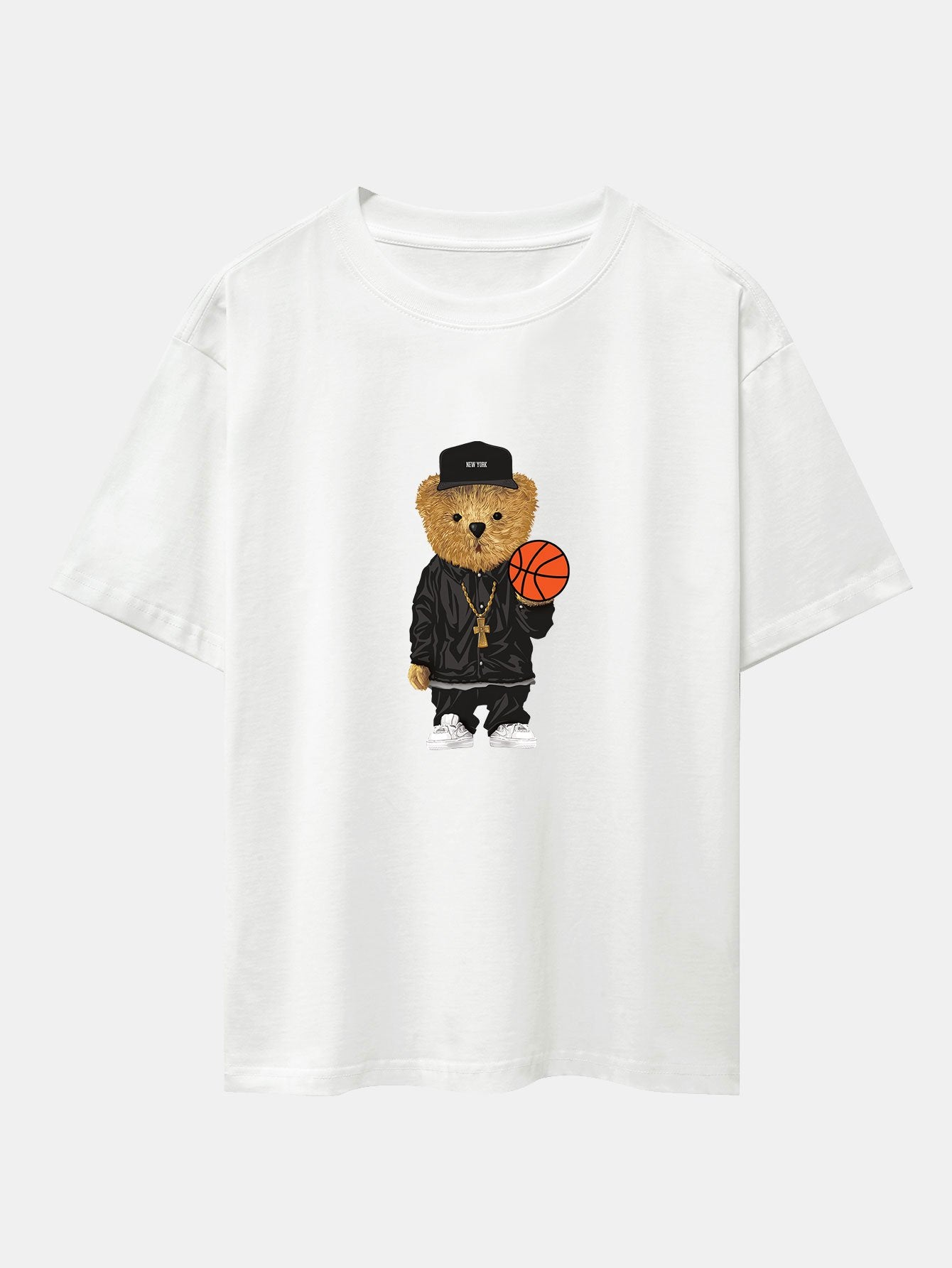 T-shirt oversize à épaules tombantes et imprimé ours basketteur
