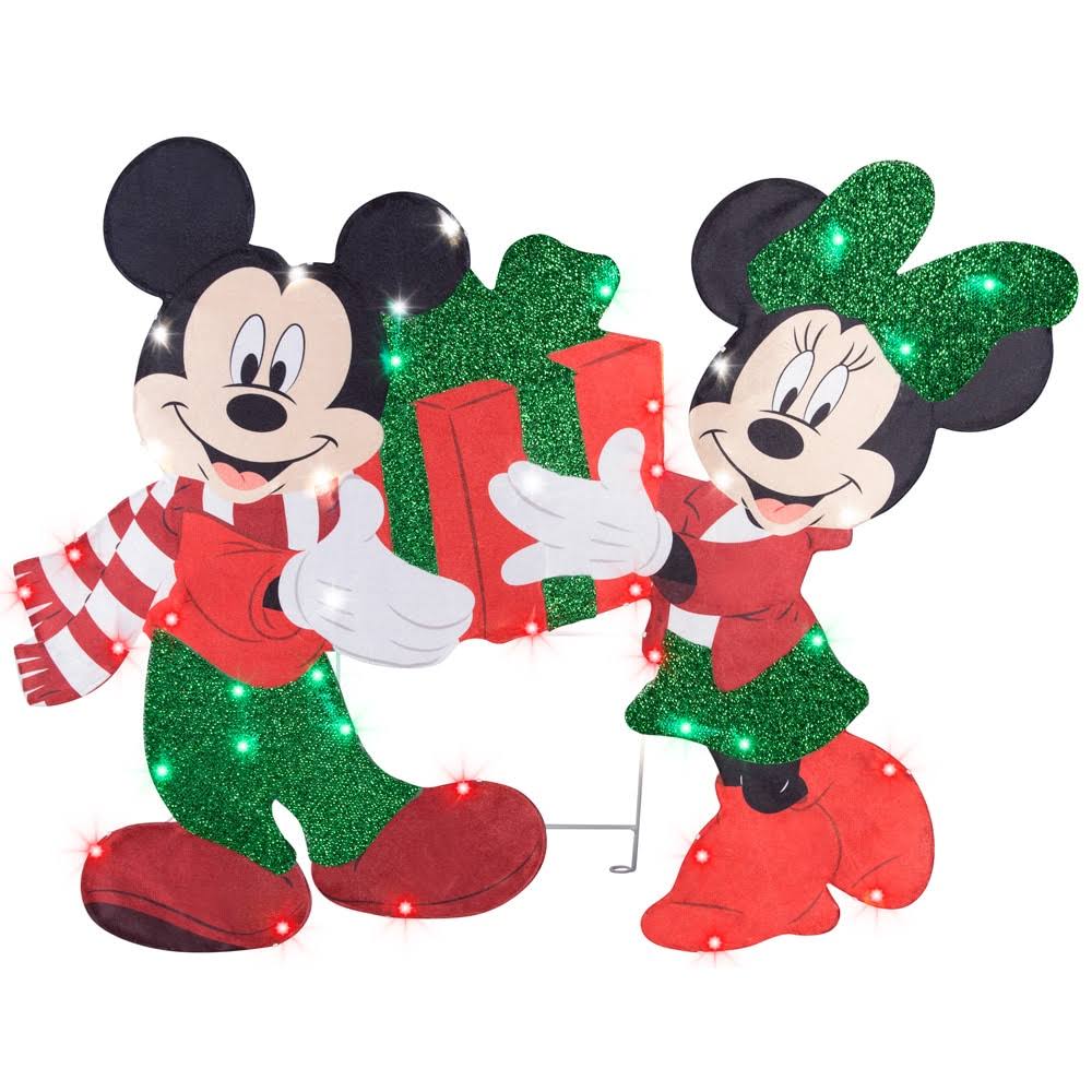 Disney Mickey Mouse & Minnie Mouse Lighted Yard Decor Art 35 LED Lights 25H Nib
