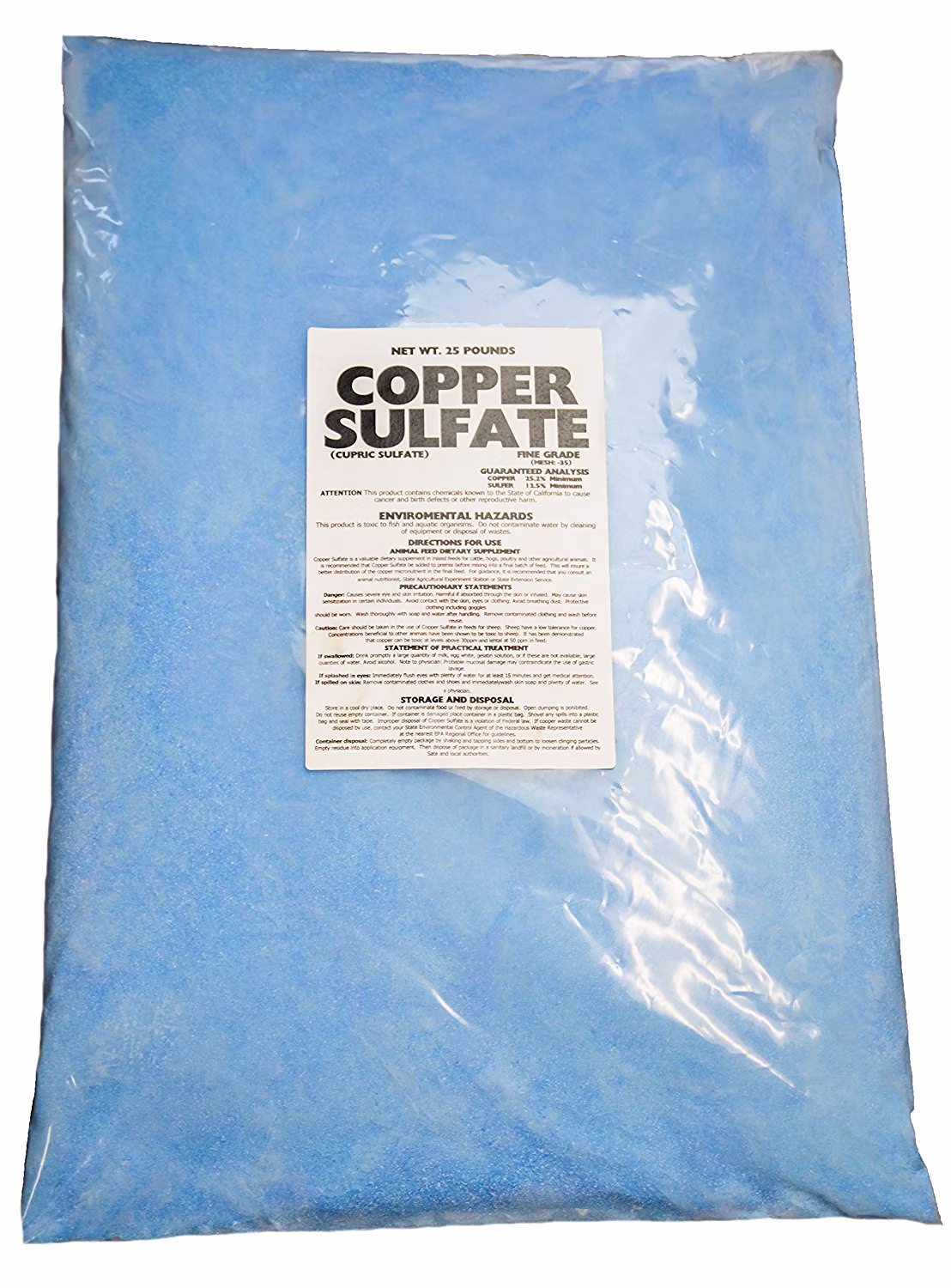 Copper Sulfate Fine Crystals 25Lb bag(Fine)