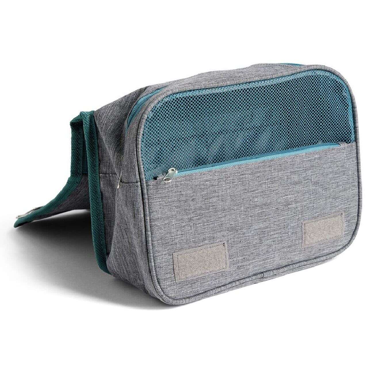 Organiseur camping tissu gris et bleu 15L