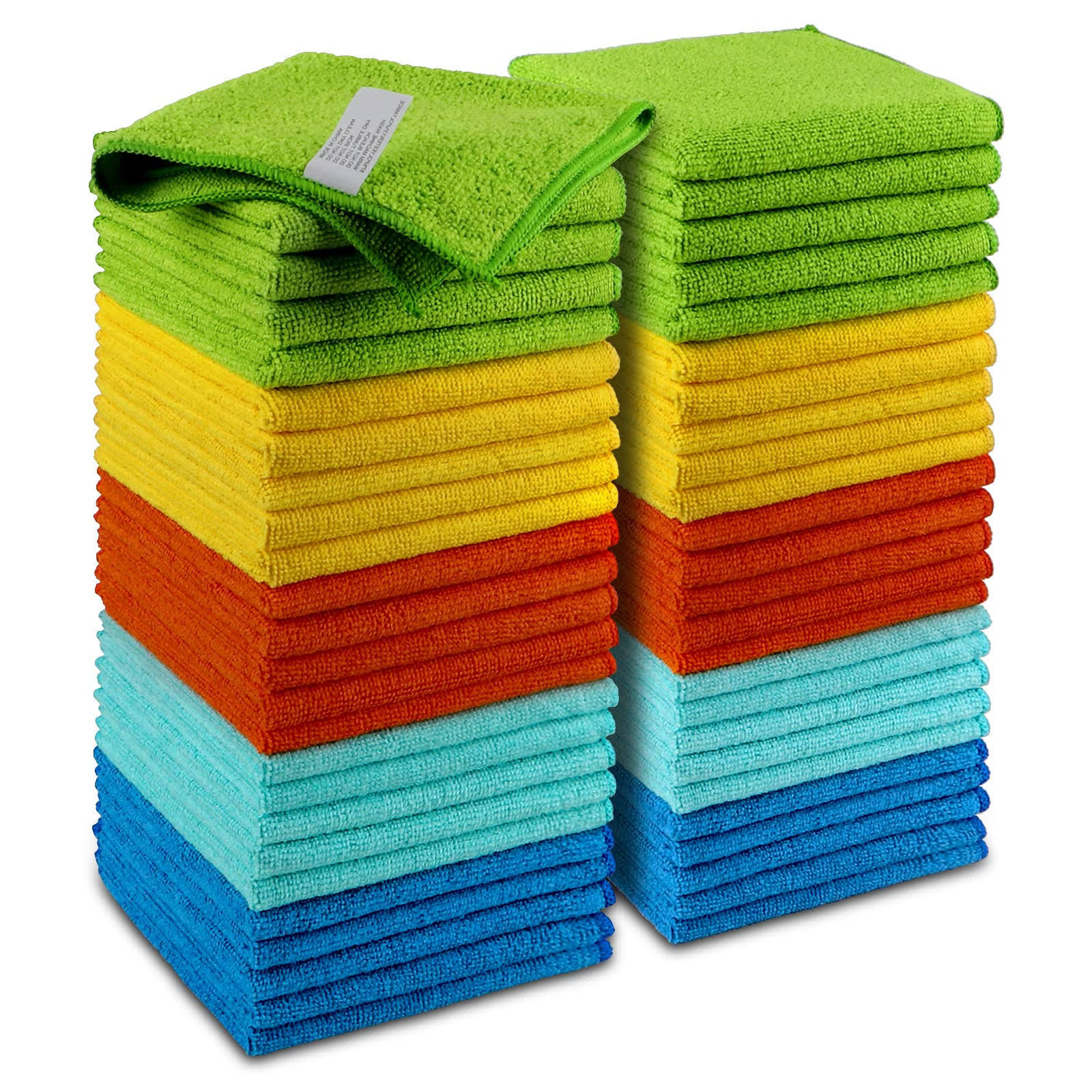 AIDEA Microfiber Cleaning cloths-50 Pack, Premium All-Purpose Softer Highly Absorbent, Lint Free - Streak Free Wash Cloth for House, Kitchen, Car, Win