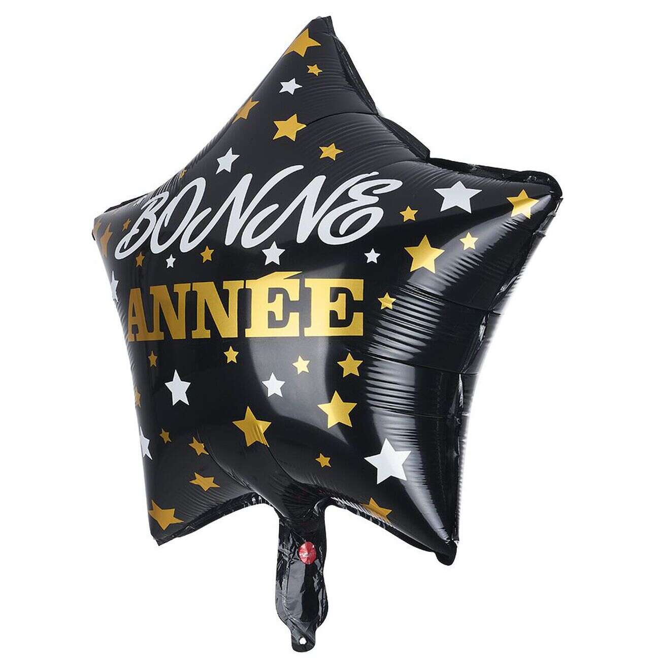Ballon Bonne année forme étoile en aluminium noir et doré H46cm