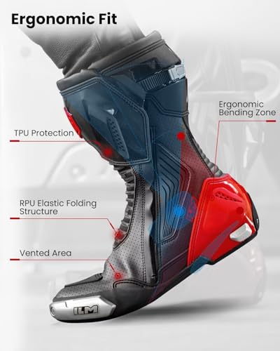 ILM Motorcycle Racing Boots Sport Footwear CE Protective Gear Model BRC1