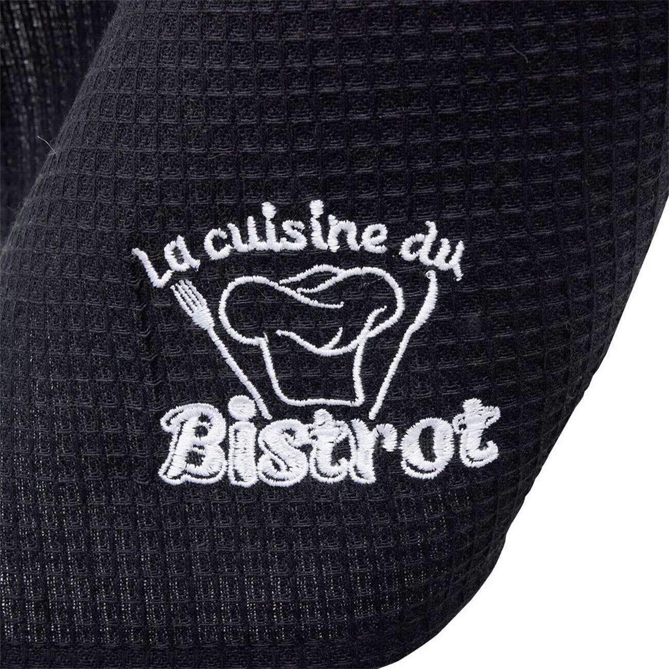 Torchon brodé La cuisine du Bistrot noir x2 - 100% coton 45x70cm