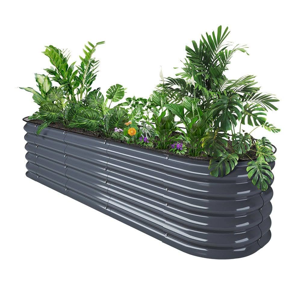 17'' Tall 6.5'x2' Metal Modular Raised Garden Beds Kit(6 in 1) Slate Grey / US Warehouse