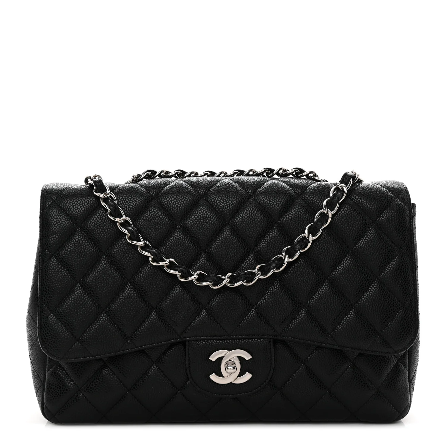 Caviar Quilted Jumbo Single Flap Black