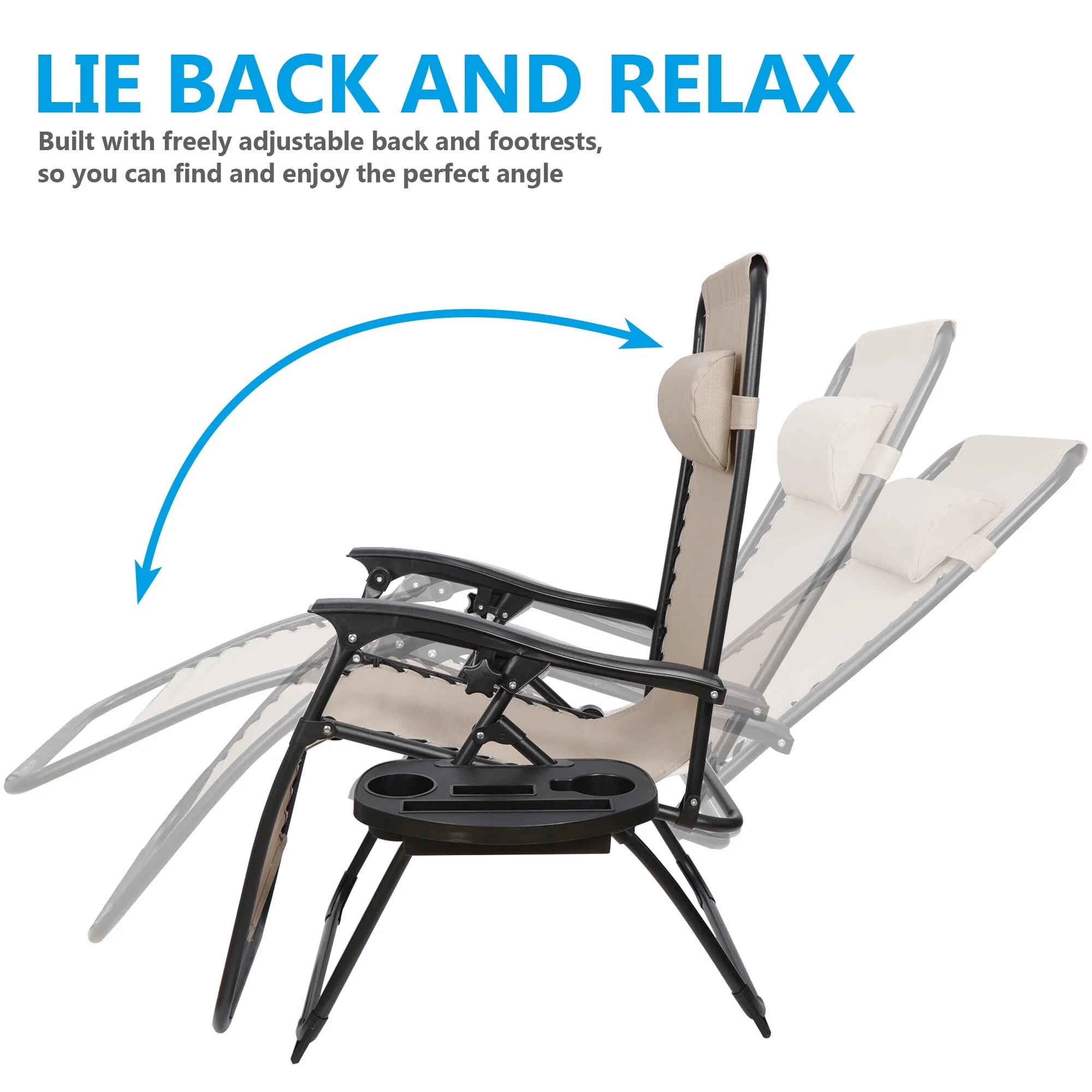 2 Pack Steel Zero-Gravity Chair Beige - Image 2