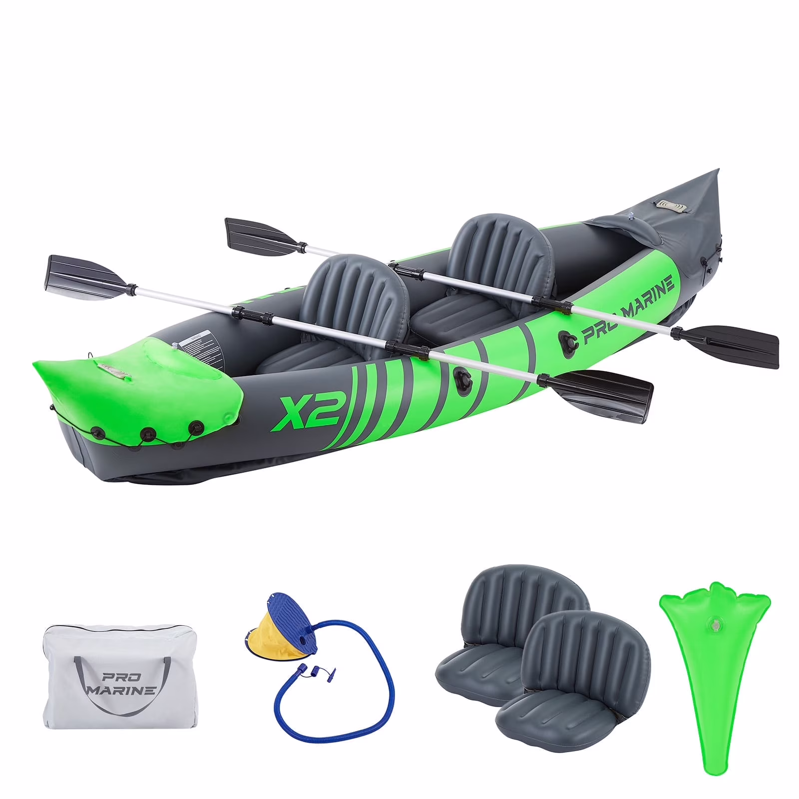 2 Person Inflatable Kayak Set Foldable Paddle Boat with Adjustable Seat, Foot Pump, Yellow(Yellow) - Image 5