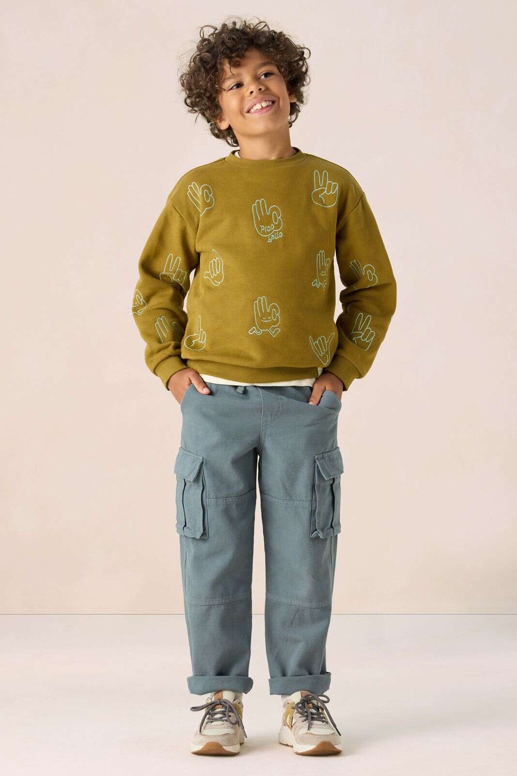 Donkergroene sweater met print