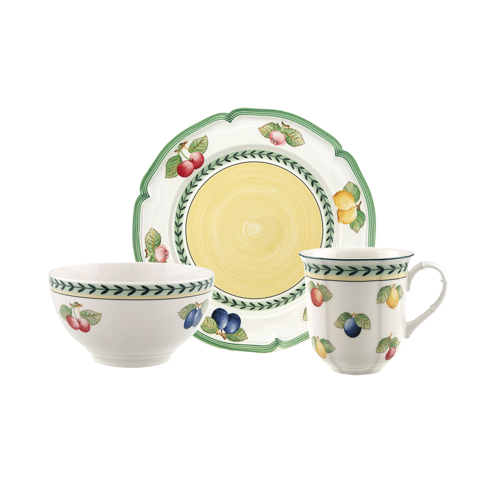 French Garden Dinnerware set - Multi-colored, Premium Porcelain