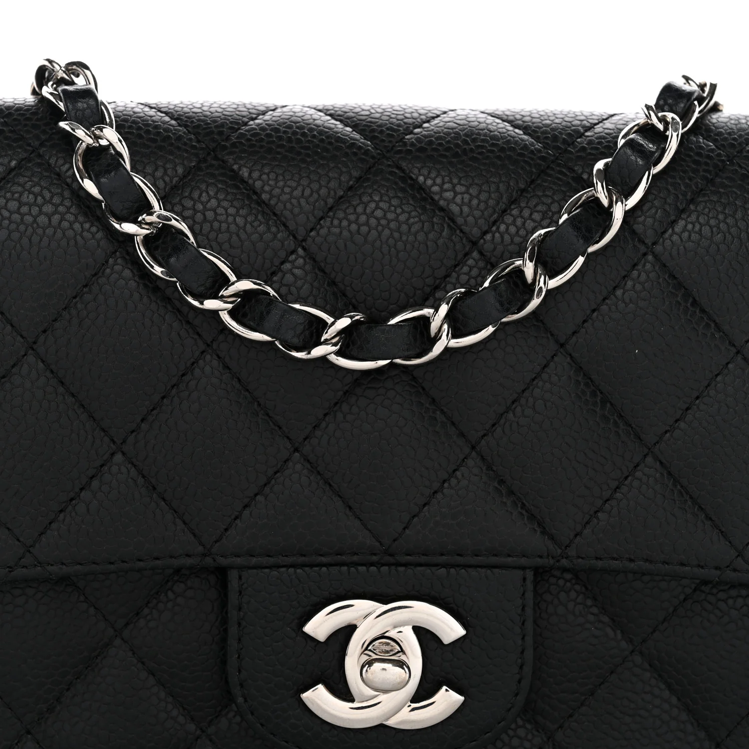 Caviar Quilted Mini Square Flap Black