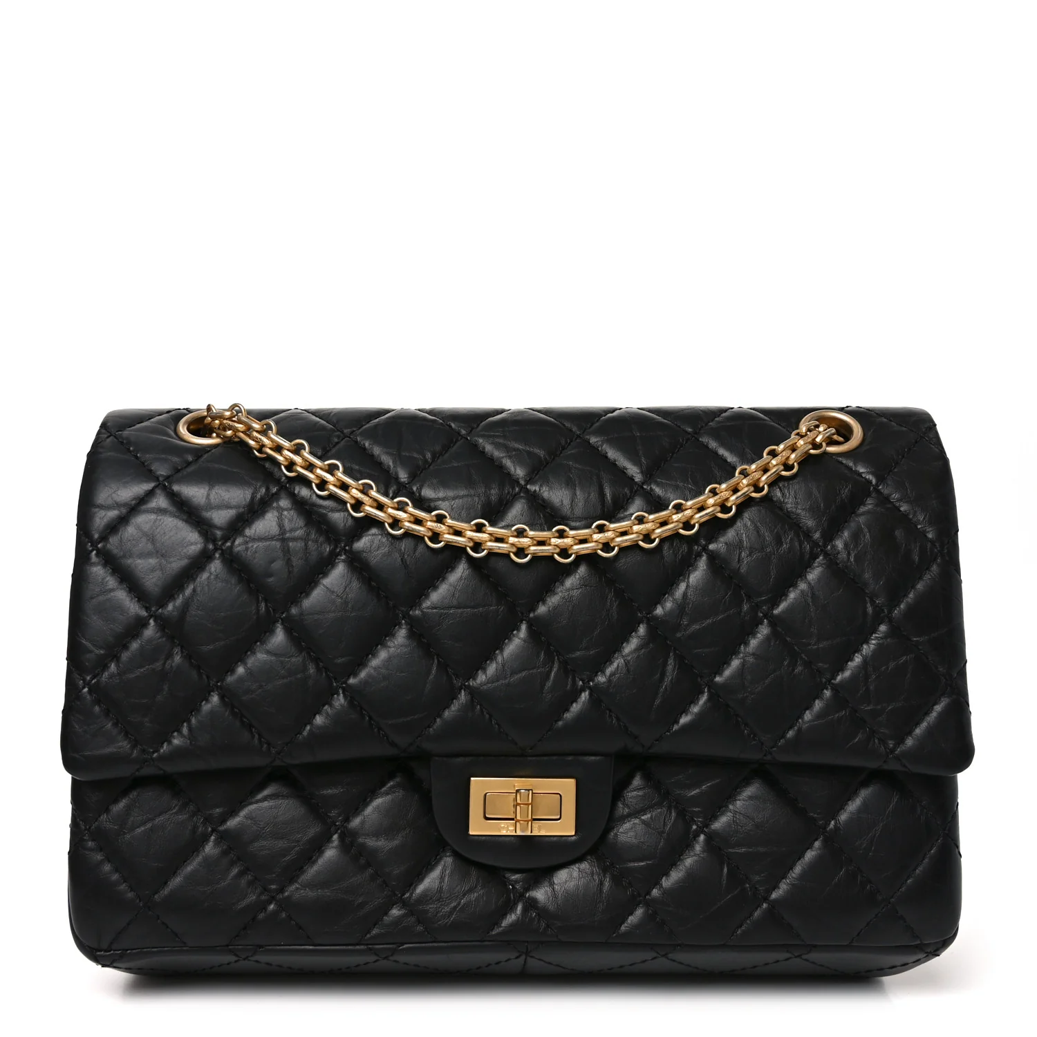 Aged Calfskin Quilted 2.55 Reissue 226 Flap Black