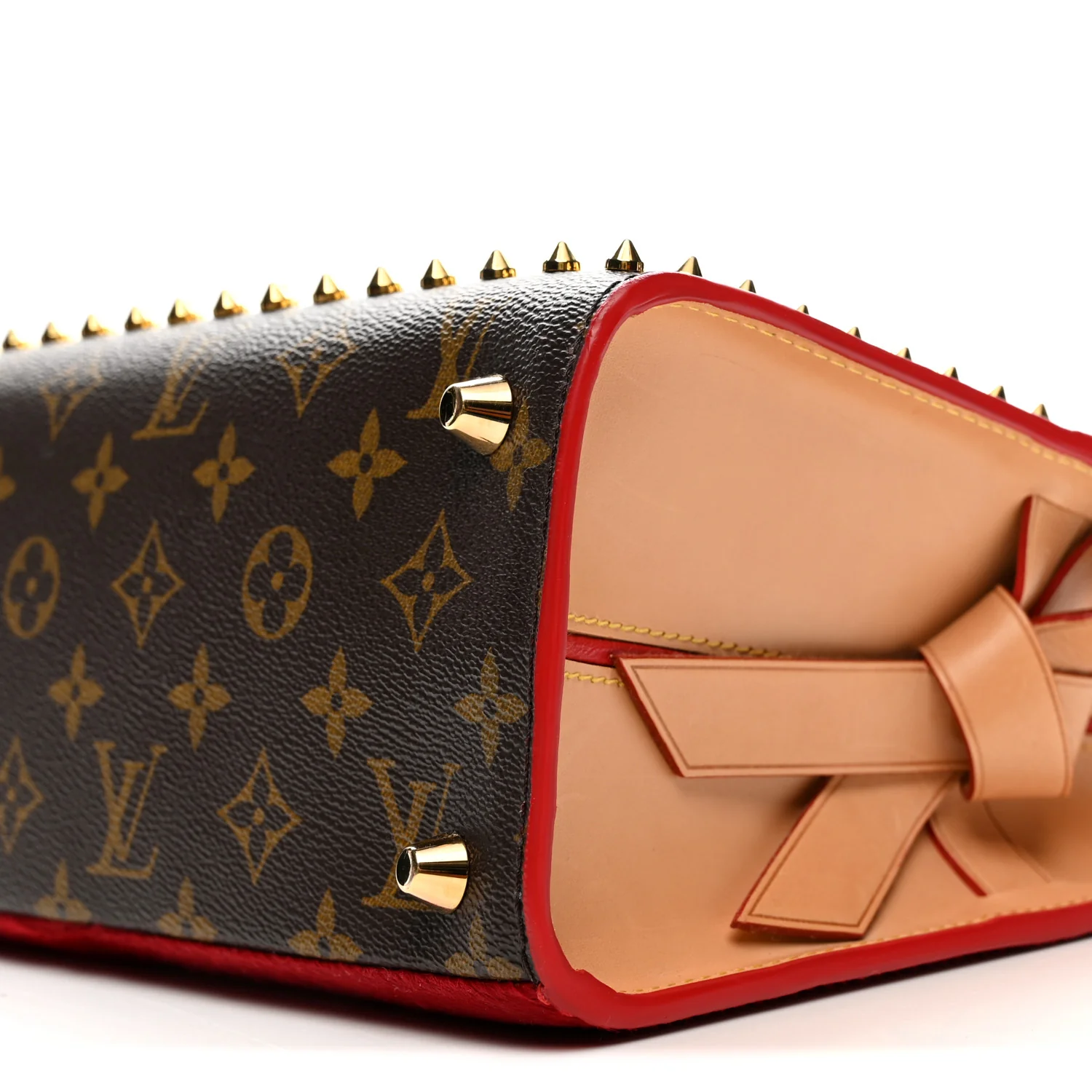 Monogram Calf Hair Spikes Iconoclasts Christian Louboutin Tote Red
