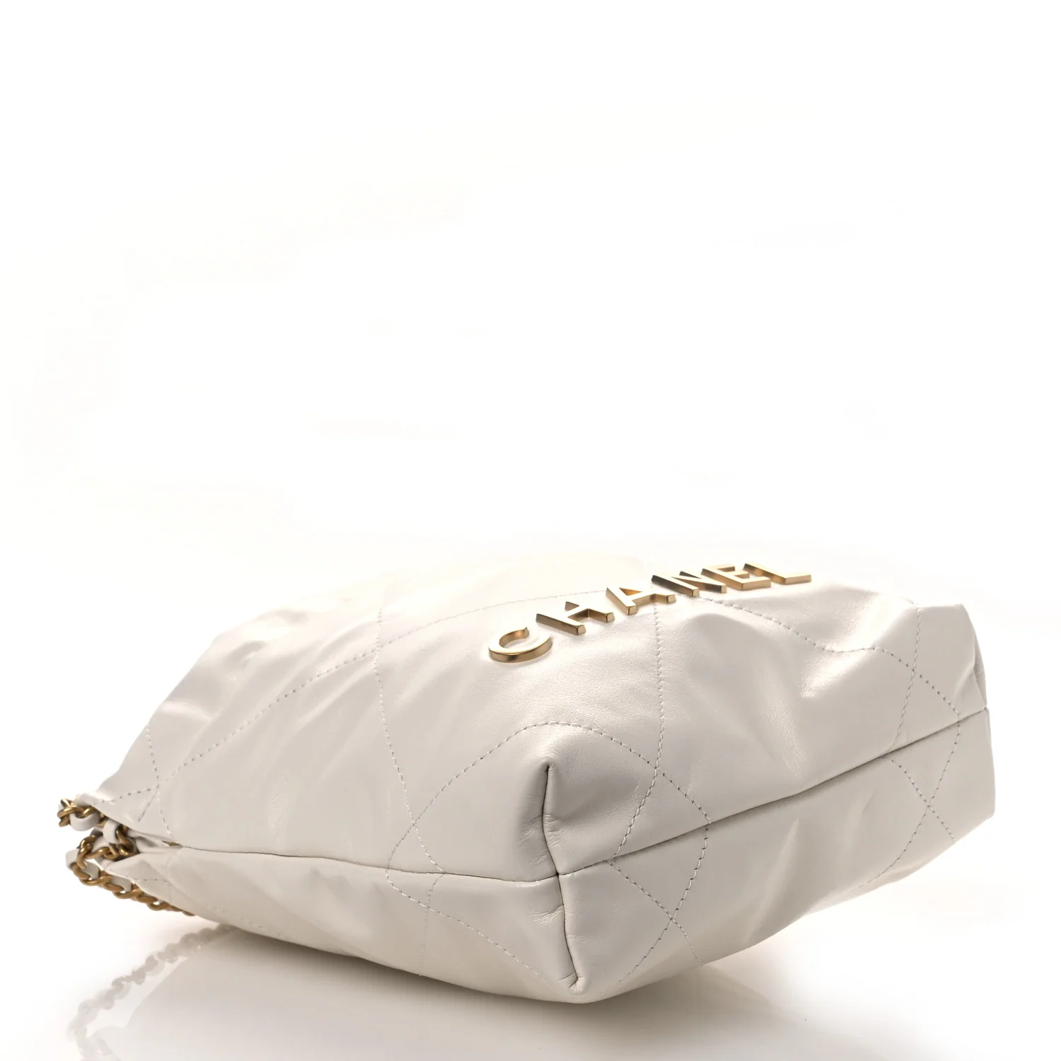Shiny Calfskin Quilted Mini Chanel 22 White
