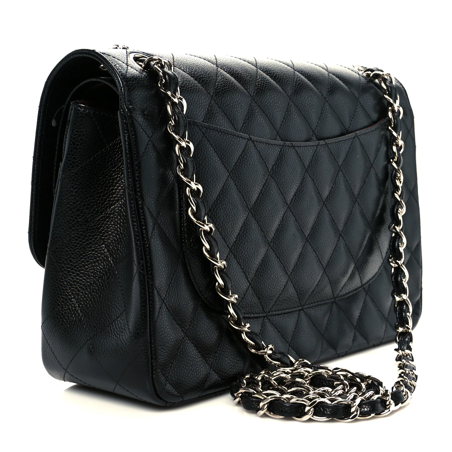 Caviar Quilted Jumbo Double Flap Black
