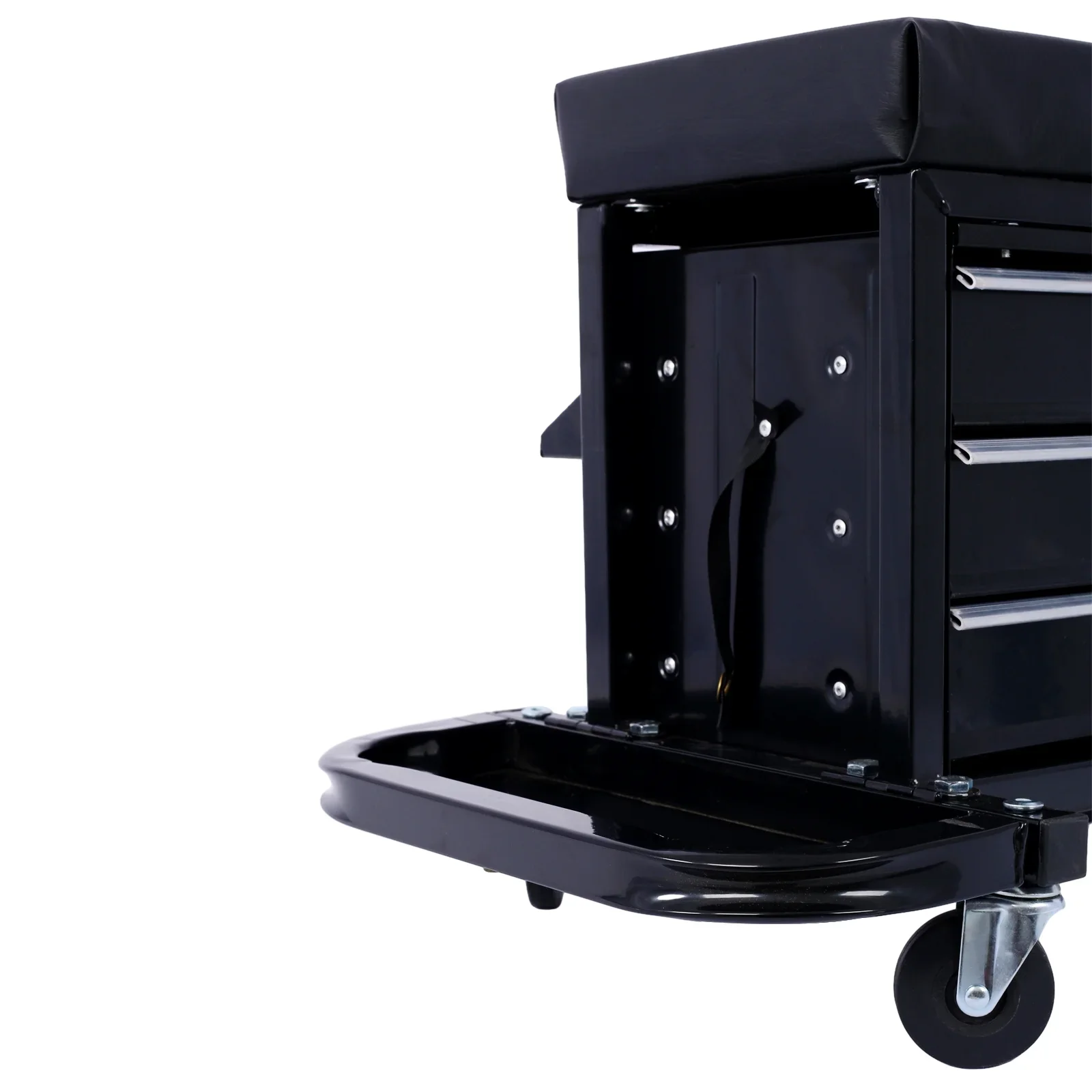 350-Pound Capacity Garage Glider Rolling Tool Chest Seat��Mechanics Roller Seat with 3 Drawers, Rolling Tool Chest Garage Chair, Toolbox on Wheels Mechanics Seat