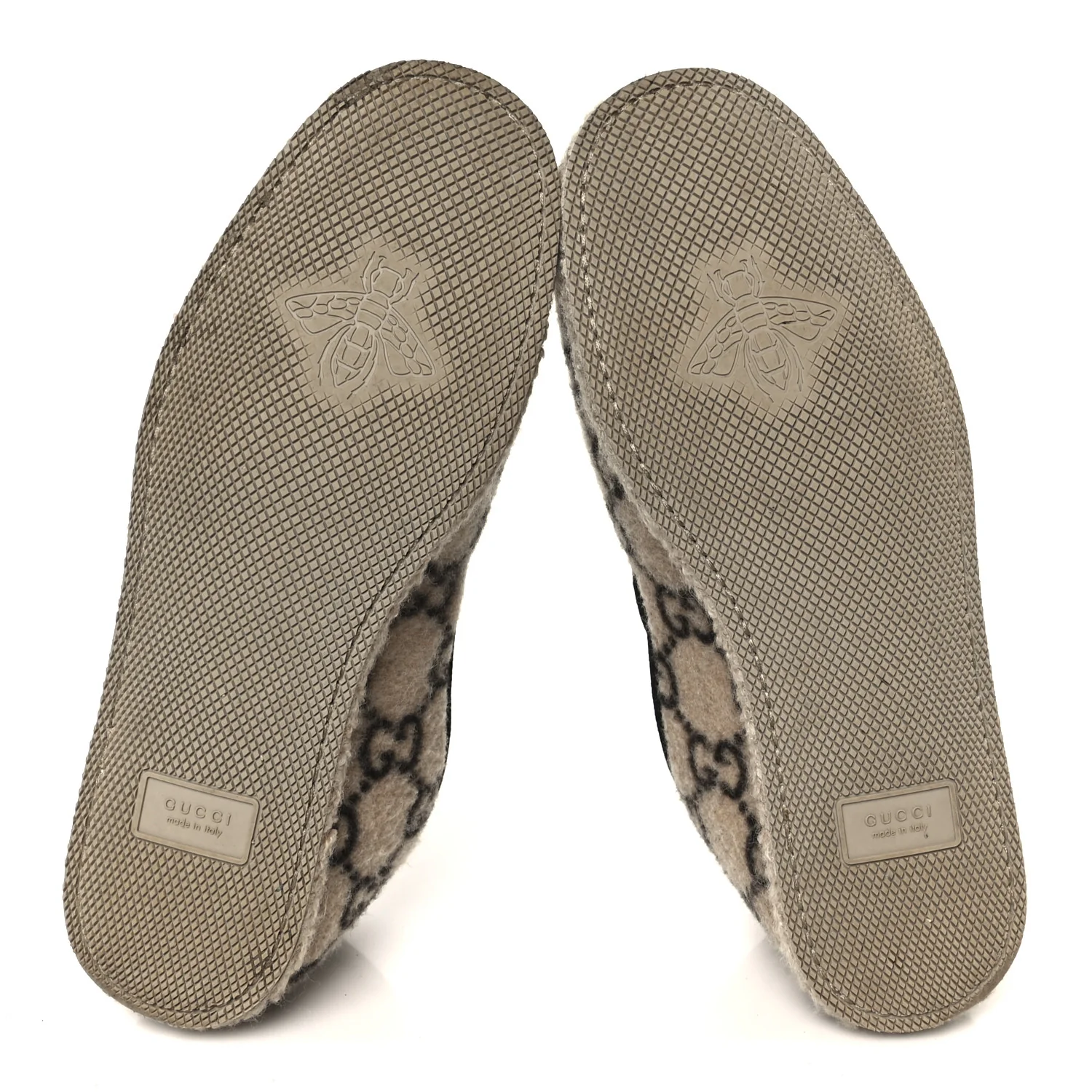 Covered Wool GG Monogram Mens Fria Horsebit Loafers 9 Beige Ebony Black Butterscotch