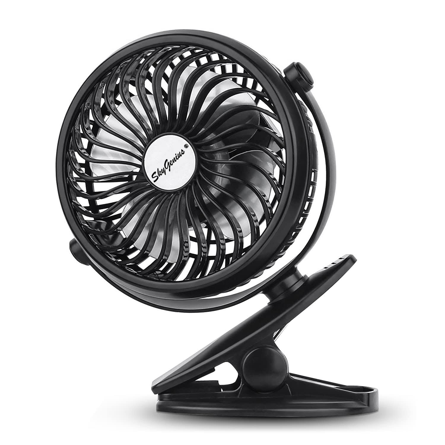 SkyGenius Battery Operated Clip On Mini Desk Fan Black