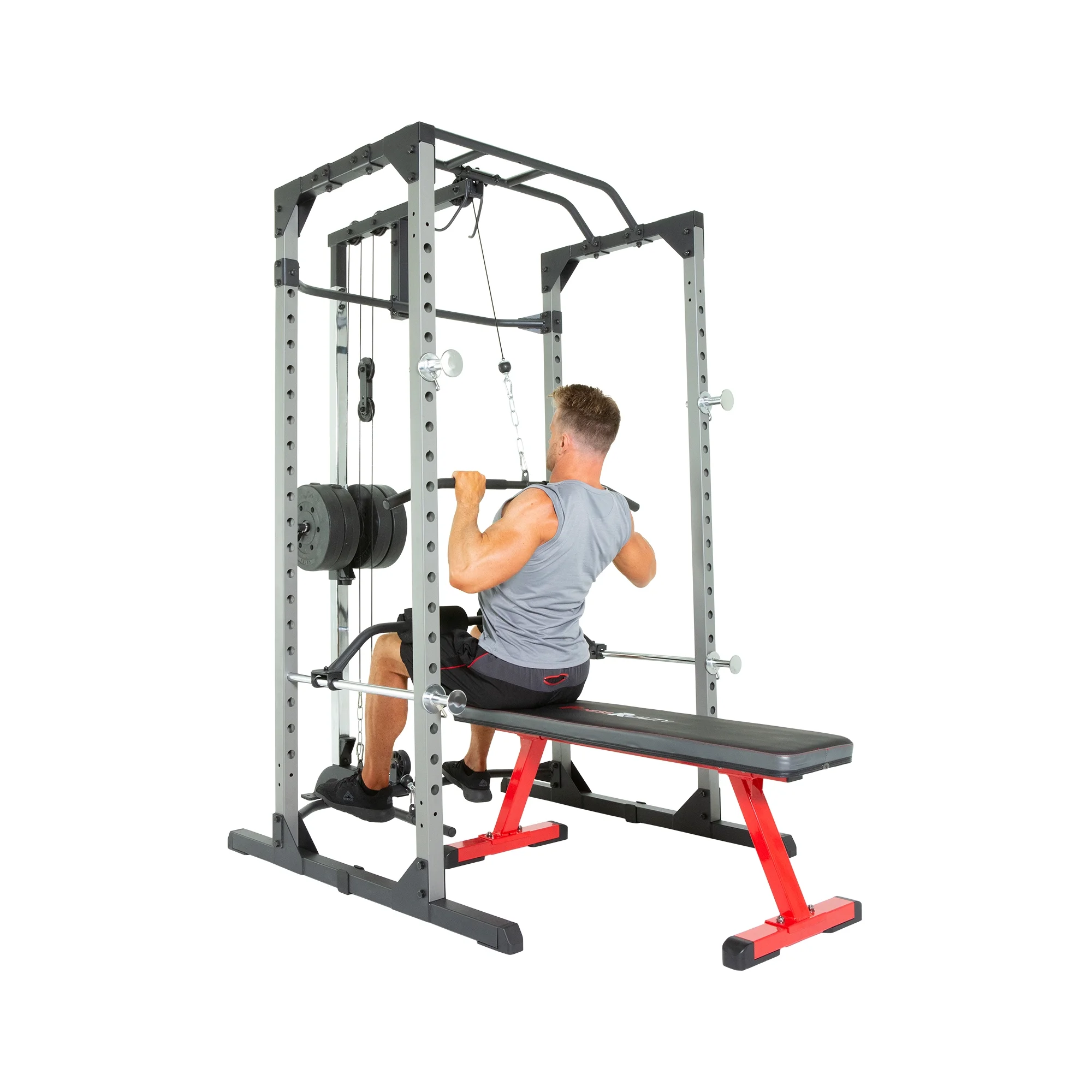 310 Olympic Lat Pull Down and Low Row Cable Attachment for 1600 Ultra Strength 800lb Weight Capacity Squat Stand Power Rack Cage with Lock-in J-Hooks(Nylon) - Image 8