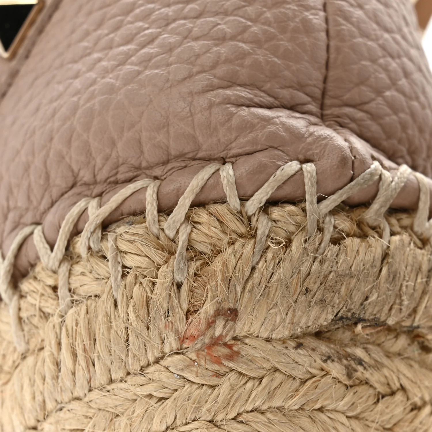 Grained Calfskin Rockstud Ankle Strap Espadrille 15/105mm Wedge Sandals 35 Rose Quartz Natural