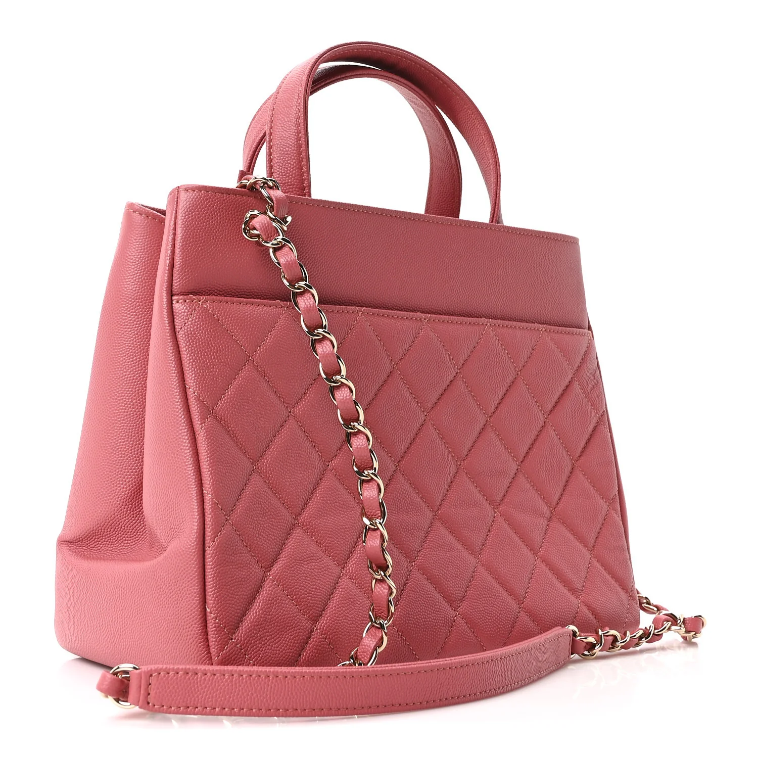 Caviar Quilted Small Business Affinity Shopping Bag Pink