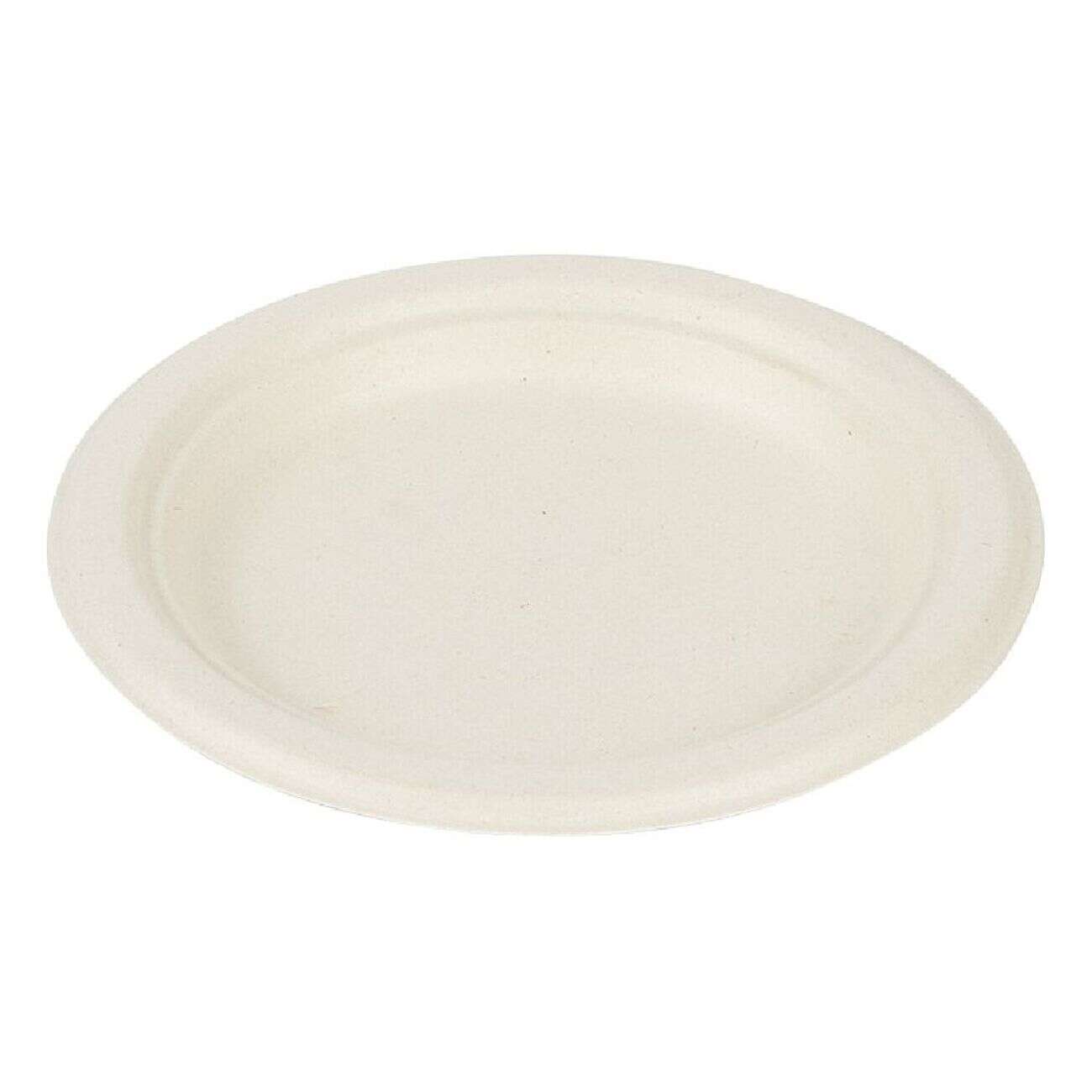 Lot de 50 assiettes à dessert rondes jetables en canne à sucre