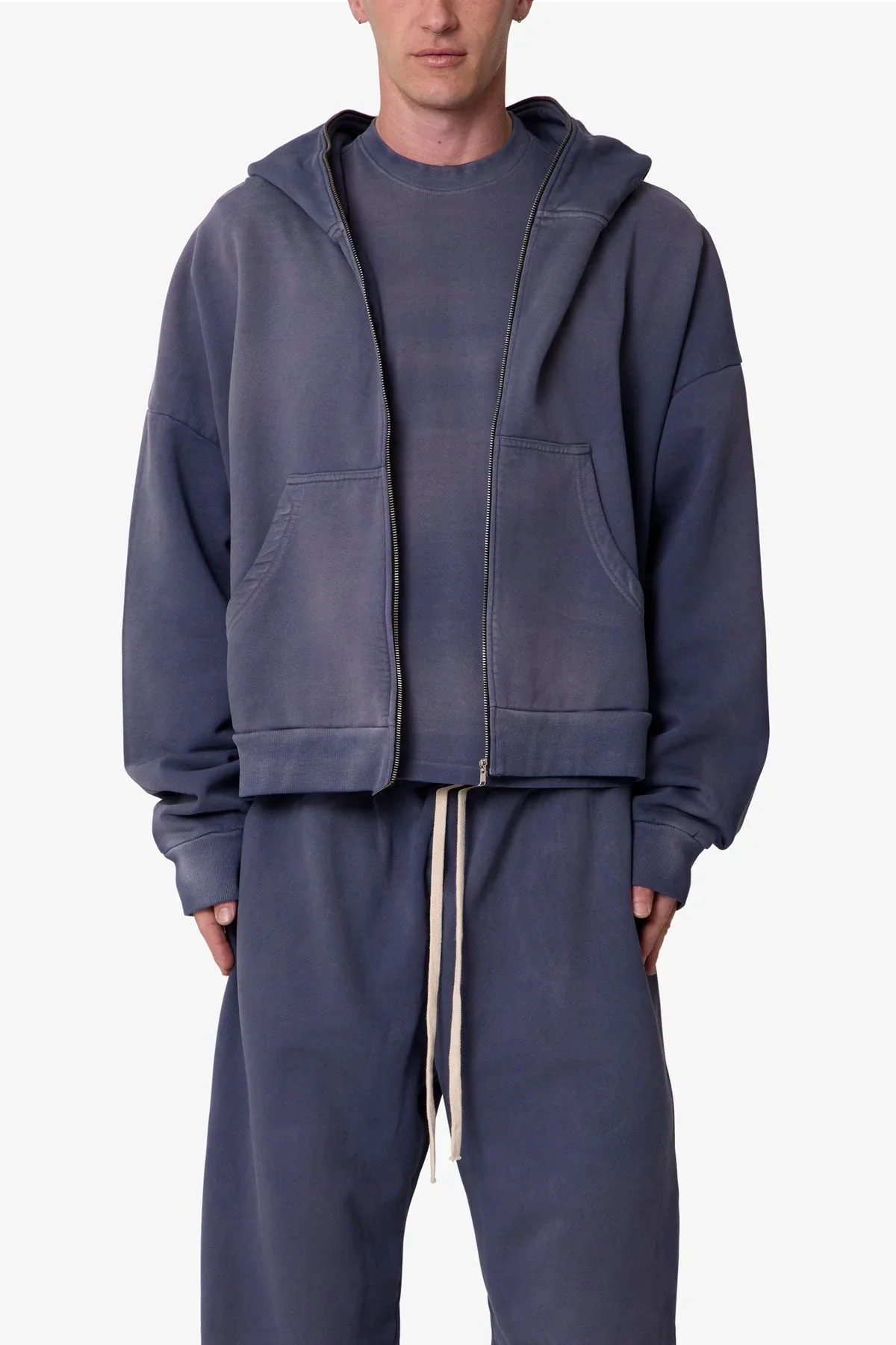 Full Zip Hoodie - Washed Navy