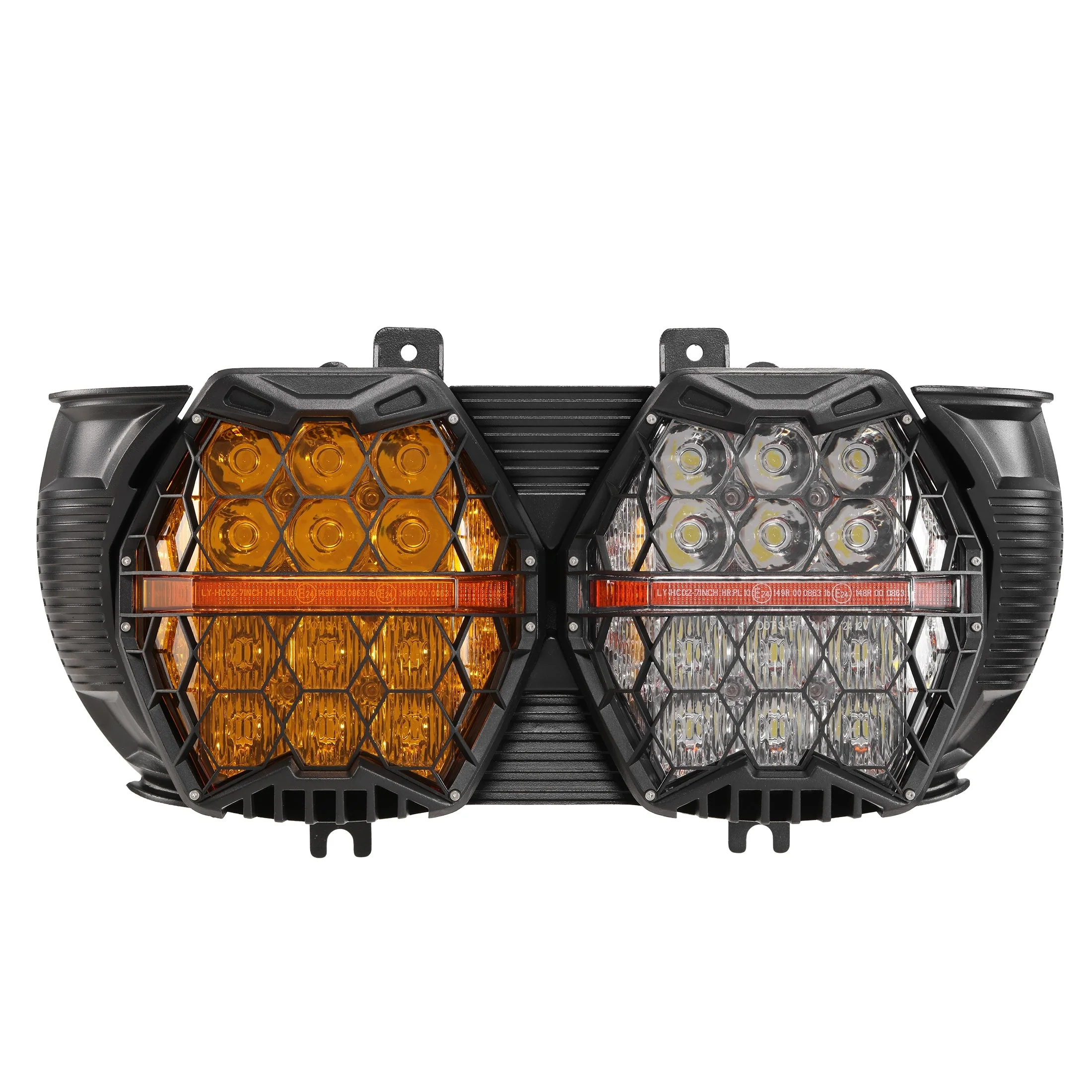 DOT Motorcycle LED Dual Headlight Assembly Amber DRL High/Low Beam Honeycomb for 2022 CVO Road Glide Limited Fltrxse