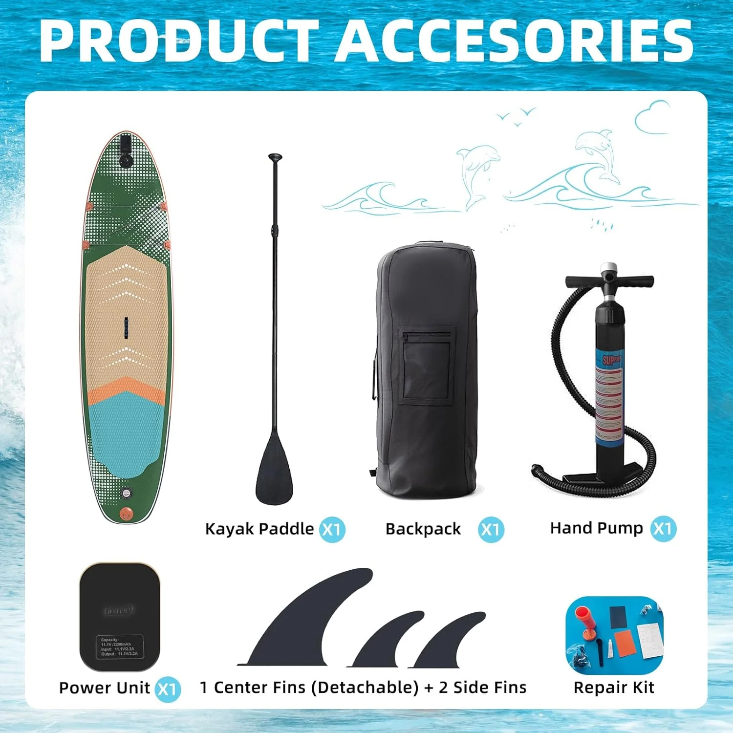 AECOJOY Inflatable 10.5' Stand Up Paddle Board with Strapped Seat, Premium SUP Board Kit