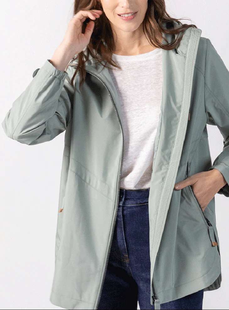 Parka femme avec capuche vert amande