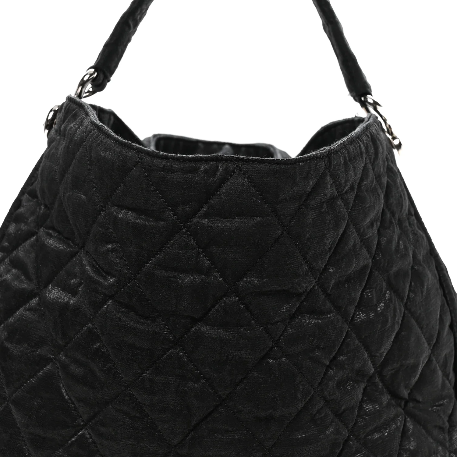 Crinkled Coated Canvas Le Marais Hobo Black