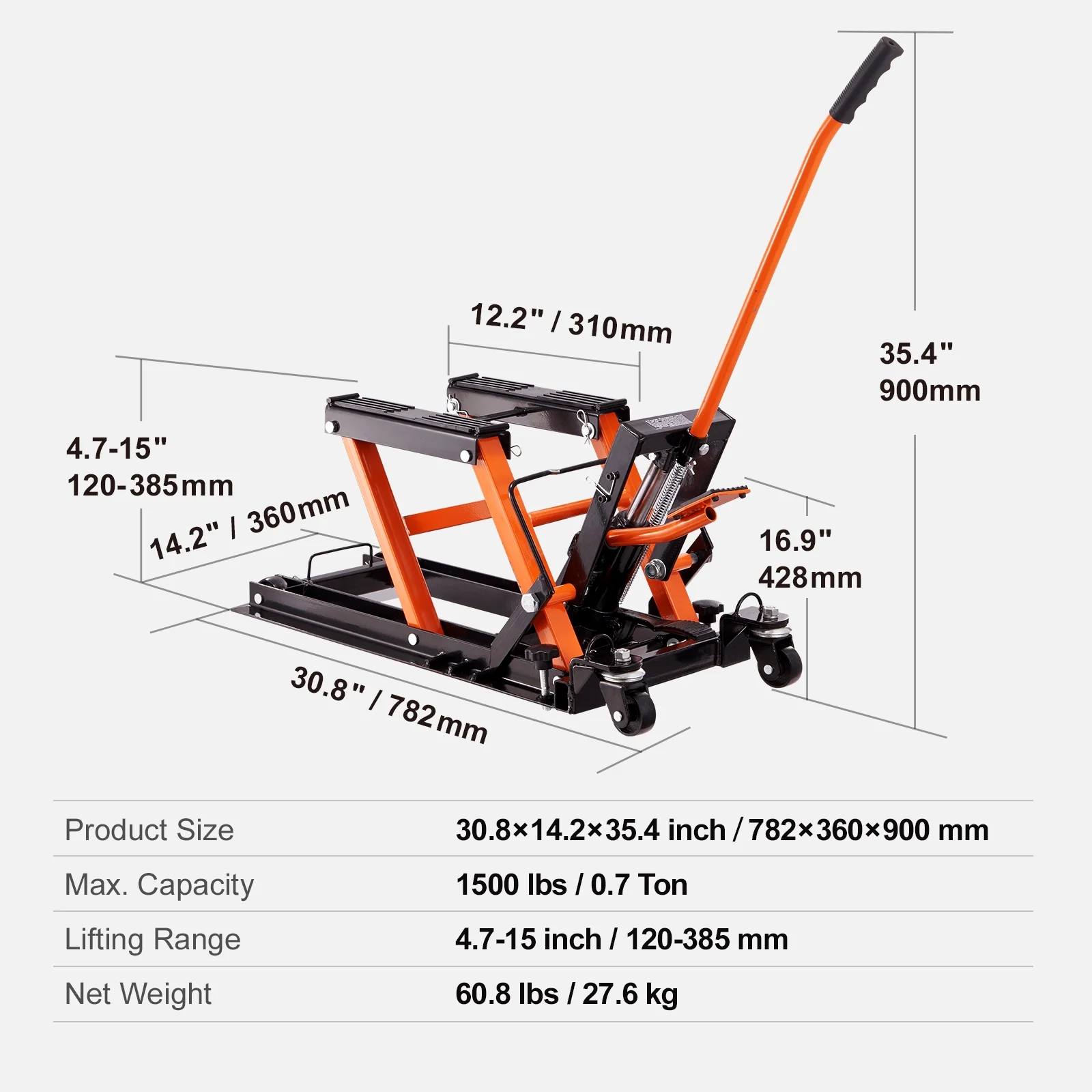 1500 LB Hydraulic Motorcycle ATV Lift Jack Hydraulic Pump Hoist Jack ATV Dirt Bike Stand - Image 7