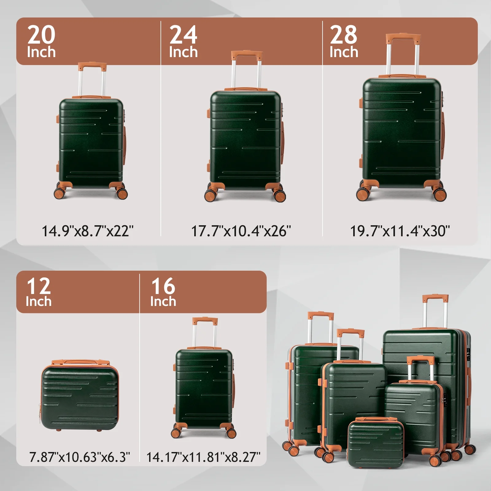 Zimtown Luggage 3 Piece Set Suitcase ABS Hardside Lightweight with TSA Lock Spinner Wheels, Beige