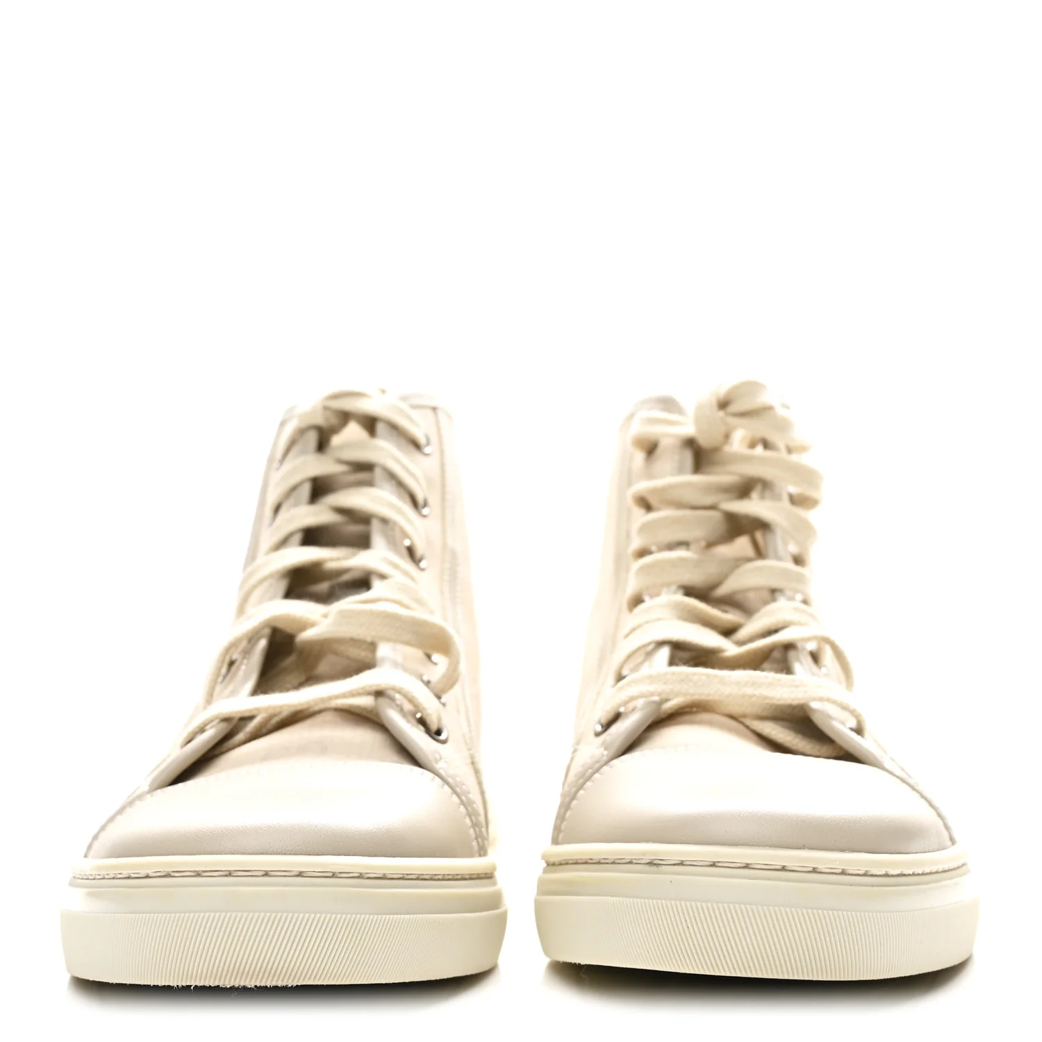 Washed Cotton GG Monogram Calfskin Womens High Top Sneakers 39 White Mystic White Great White