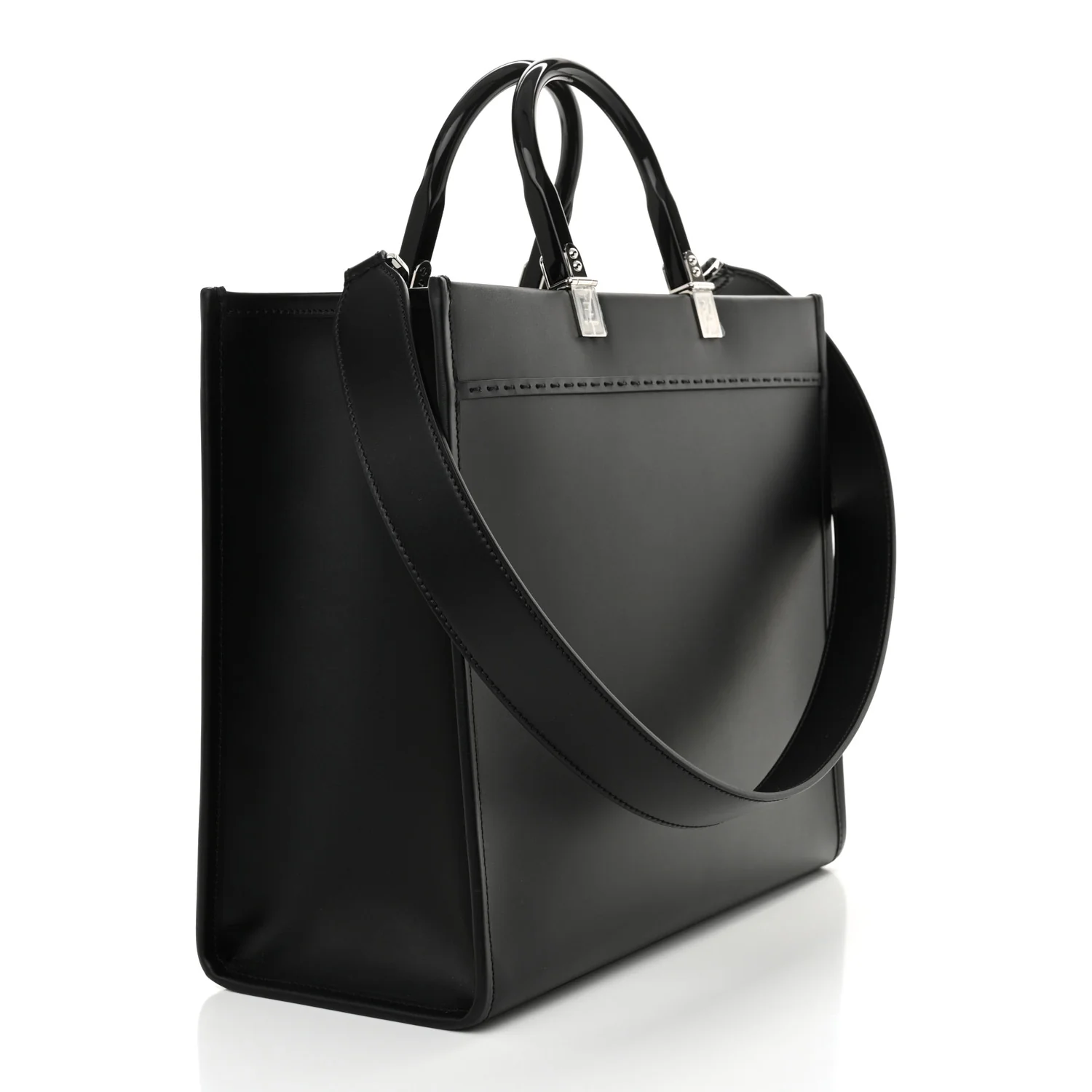 Vitello King Plexiglass Medium Fendi Sunshine Shopper Tote Black White